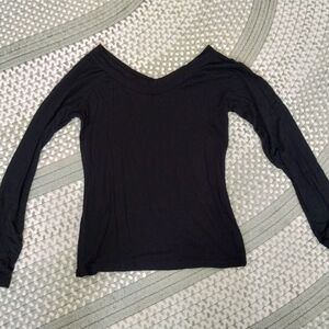 Black Fitted Long Sleeve Blouse